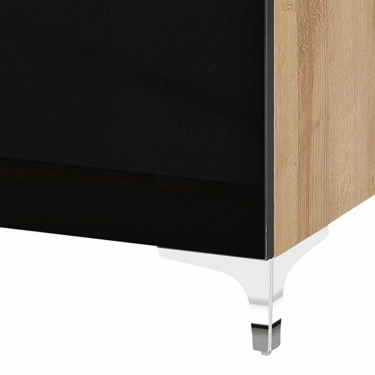 Loftscape Maja Möbel Commode Shino I – Verre Noir / Imitation Chêne De Riviera – Hauteur : 109 Cm