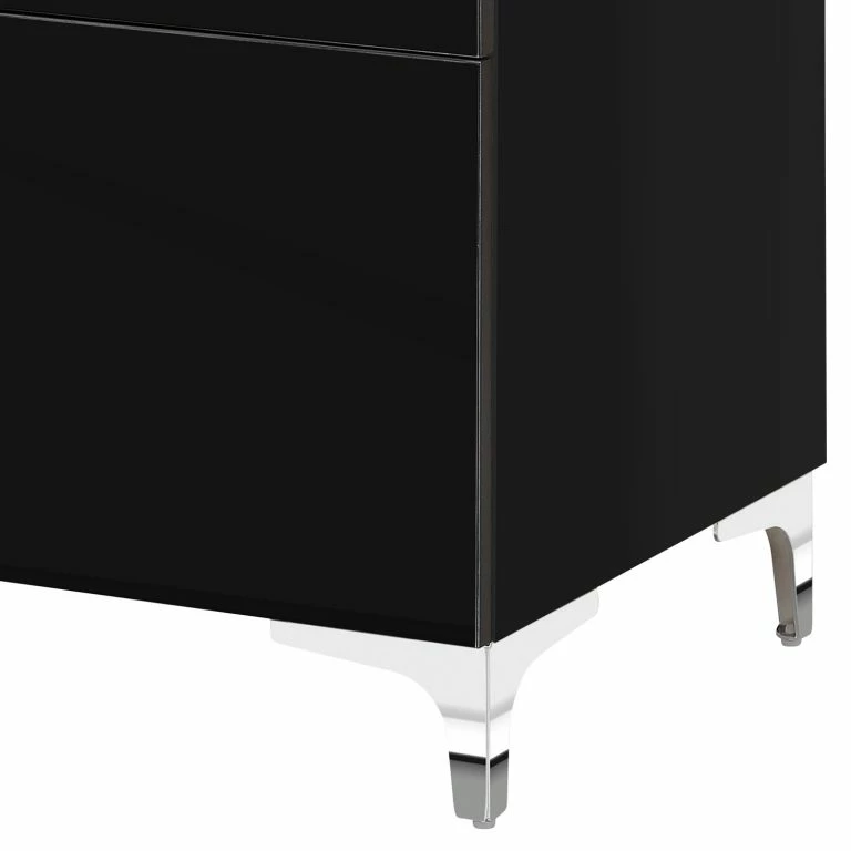 Loftscape Maja Möbel Commode Shino I – Verre Noir / Noir – Hauteur : 77 Cm