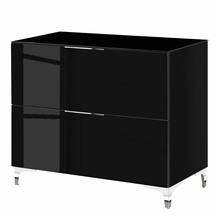loftscape Maja Möbel Commode Shino I – Verre noir / Noir – Hauteur : 77 cm