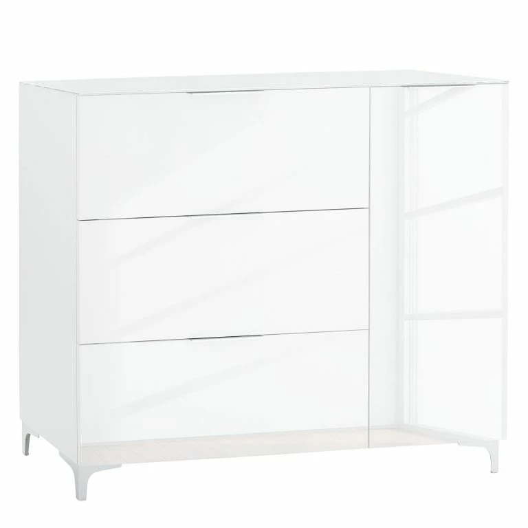 loftscape Maja Möbel Commode Shino II – Verre blanc / Blanc