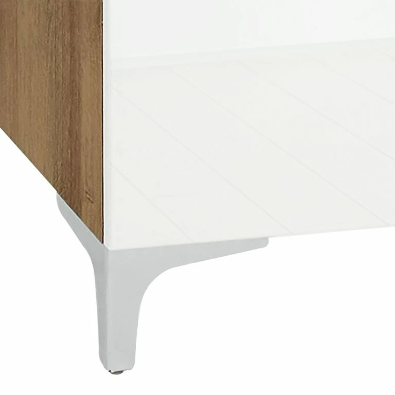 Loftscape Maja Möbel Commode Shino II – Verre Blanc / Imitation Chêne De Riviera