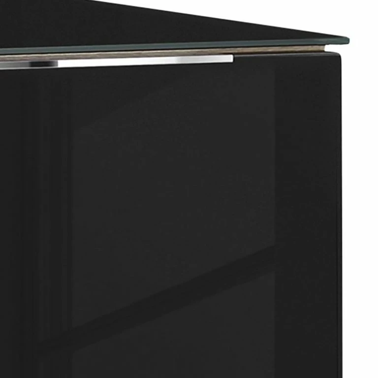 Loftscape Maja Möbel Commode Shino II – Verre Noir / Imitation Chêne De Riviera
