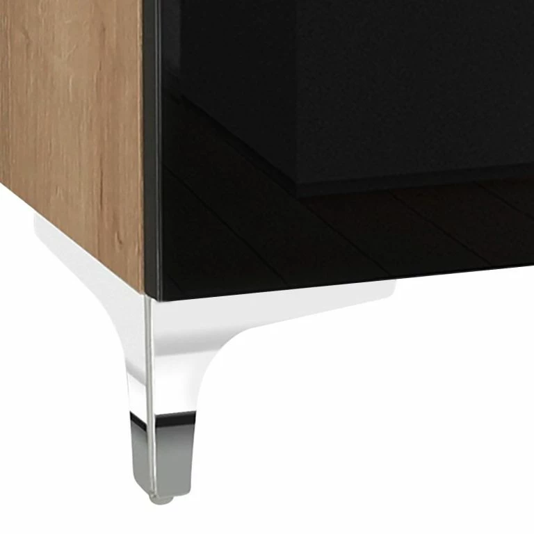Loftscape Maja Möbel Commode Shino II – Verre Noir / Imitation Chêne De Riviera