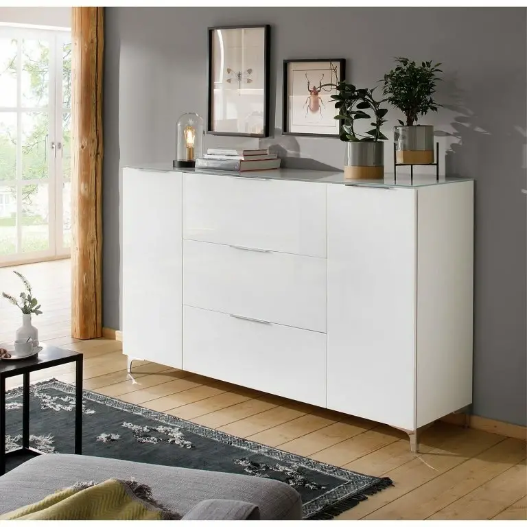 Loftscape Maja Möbel Commode Shino IV – Verre Blanc / Blanc