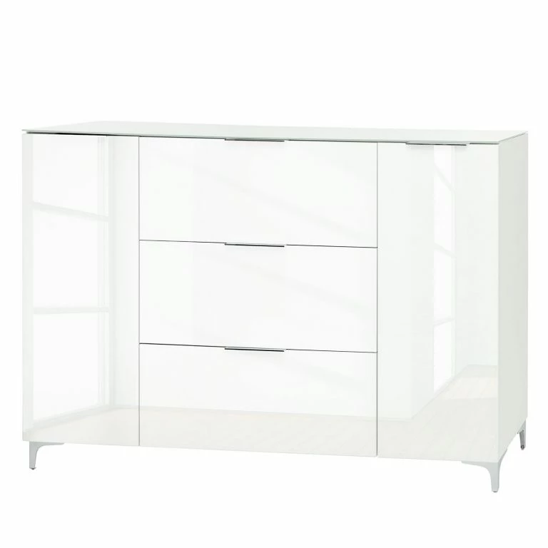 loftscape Maja Möbel Commode Shino IV – Verre blanc / Blanc