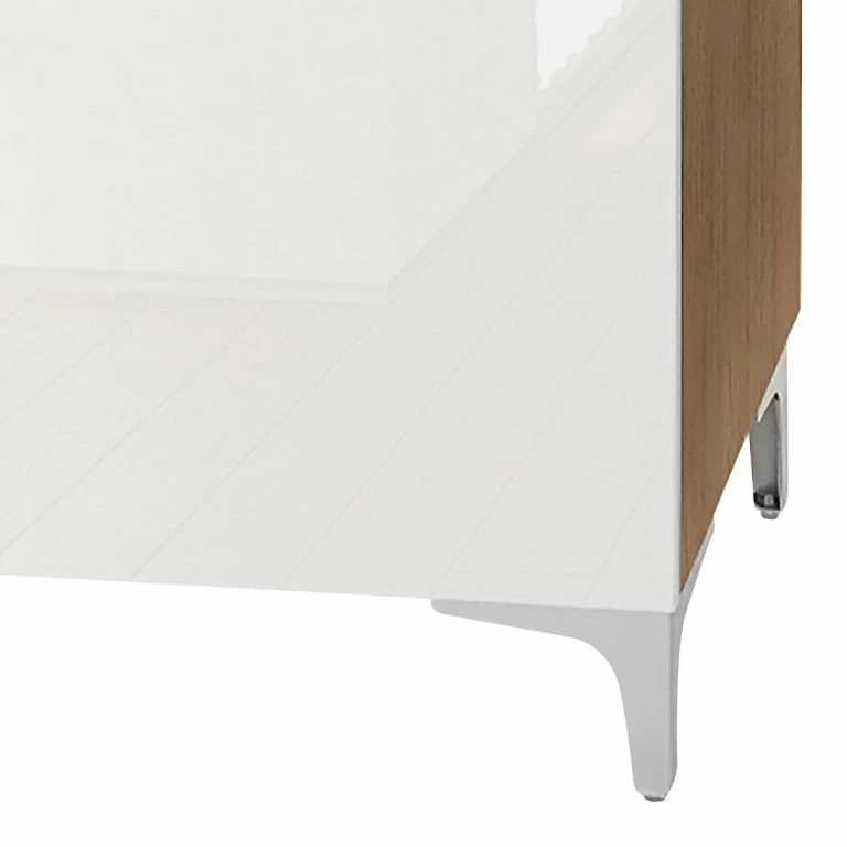 Loftscape Maja Möbel Commode Shino IV – Verre Blanc / Imitation Chêne De Riviera