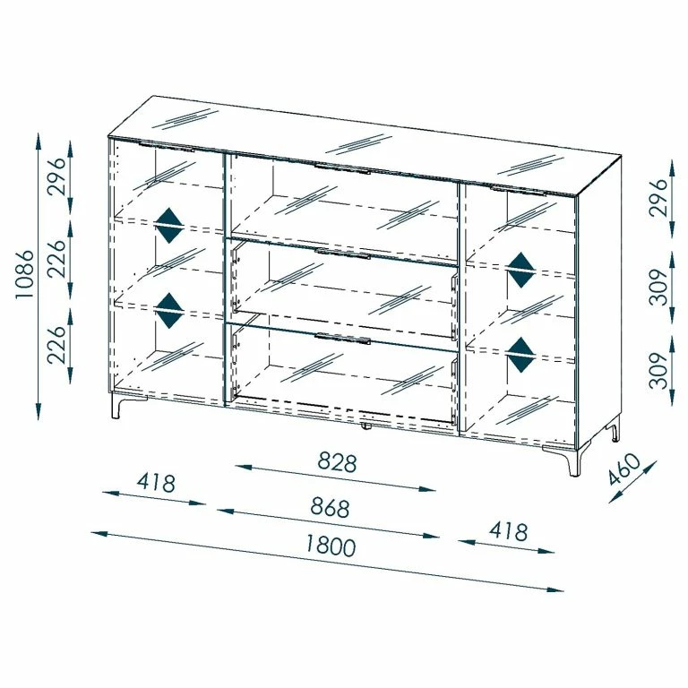 Loftscape Maja Möbel Commode Shino IV – Verre Blanc / Imitation Chêne De Riviera