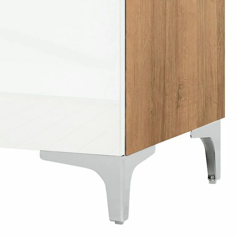 Loftscape Maja Möbel Meuble TV Shino I – Verre Blanc / Imitation Chêne De Riviera