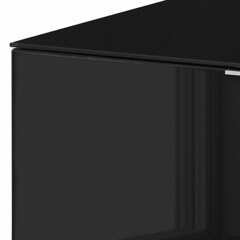 Loftscape Maja Möbel Meuble TV Shino I – Verre Noir / Imitation Chêne De Riviera