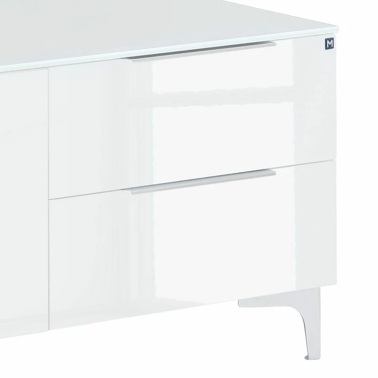 Loftscape Maja Möbel Meuble TV Shino II – Verre Blanc / Blanc