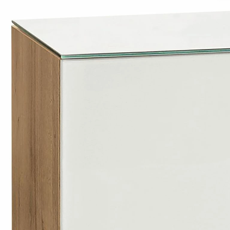 Loftscape Maja Möbel Meuble TV Shino II – Verre Blanc / Imitation Chêne De Riviera