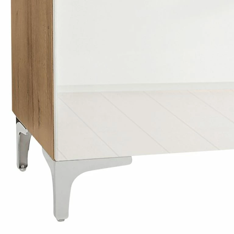 Loftscape Maja Möbel Meuble TV Shino II – Verre Blanc / Imitation Chêne De Riviera