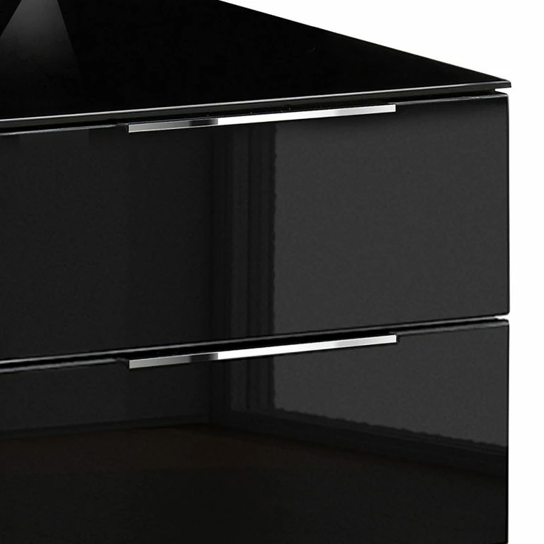 Loftscape Maja Möbel Meuble TV Shino II – Verre Noir / Imitation Chêne De Riviera