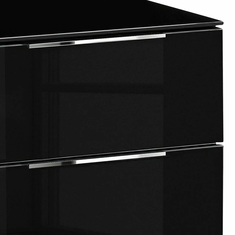 Loftscape Maja Möbel Meuble TV Shino II – Verre Noir / Noir