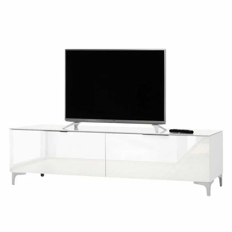loftscape Maja Möbel Meuble TV Shino III – Verre blanc / Blanc