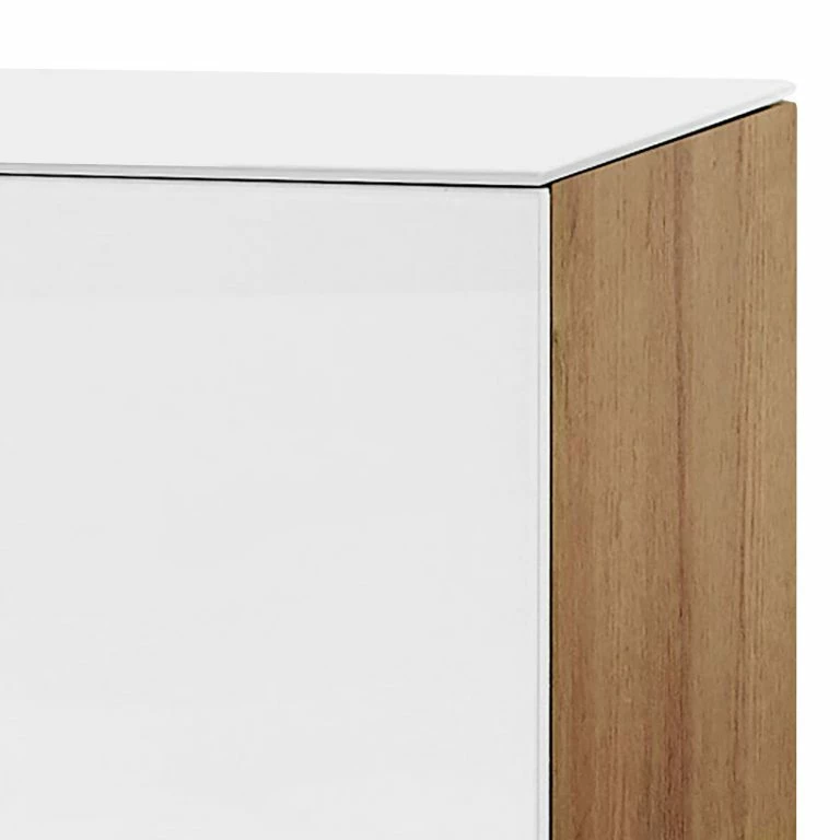 Loftscape Maja Möbel Meuble TV Shino III – Verre Blanc / Imitation Chêne De Riviera