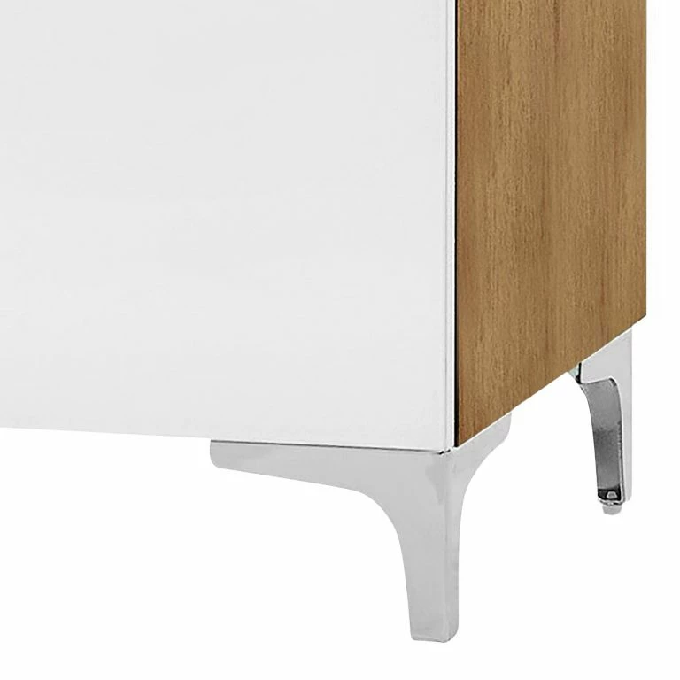 Loftscape Maja Möbel Meuble TV Shino III – Verre Blanc / Imitation Chêne De Riviera