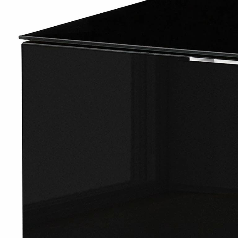 Loftscape Maja Möbel Meuble TV Shino III – Verre Noir / Imitation Chêne De Riviera