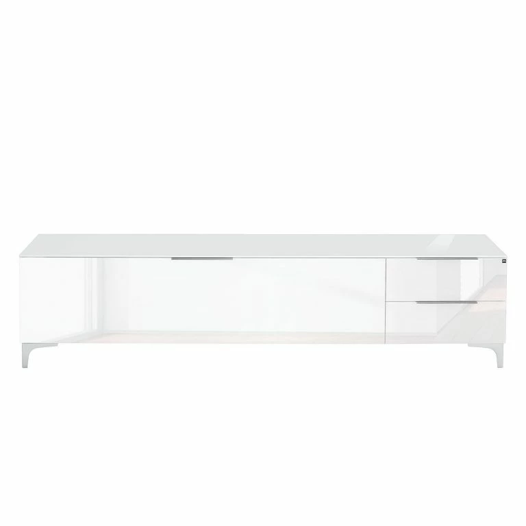 Loftscape Maja Möbel Meuble TV Shino IV – Verre Blanc / Blanc