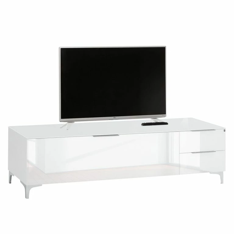loftscape Maja Möbel Meuble TV Shino IV – Verre blanc / Blanc