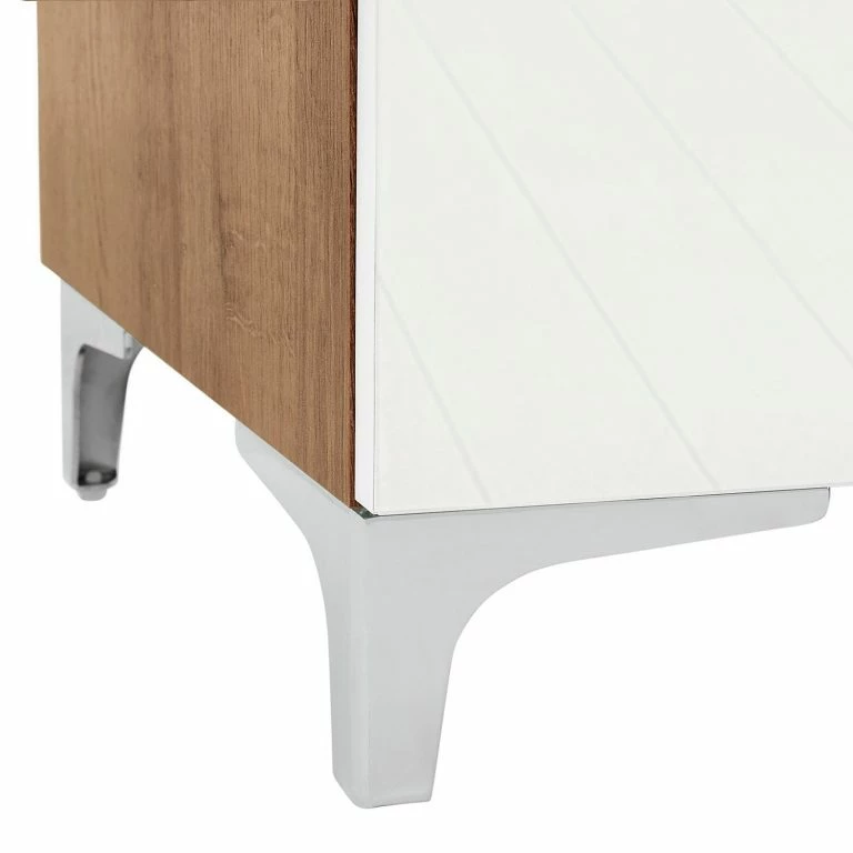 Loftscape Maja Möbel Meuble TV Shino IV – Verre Blanc / Imitation Chêne De Riviera