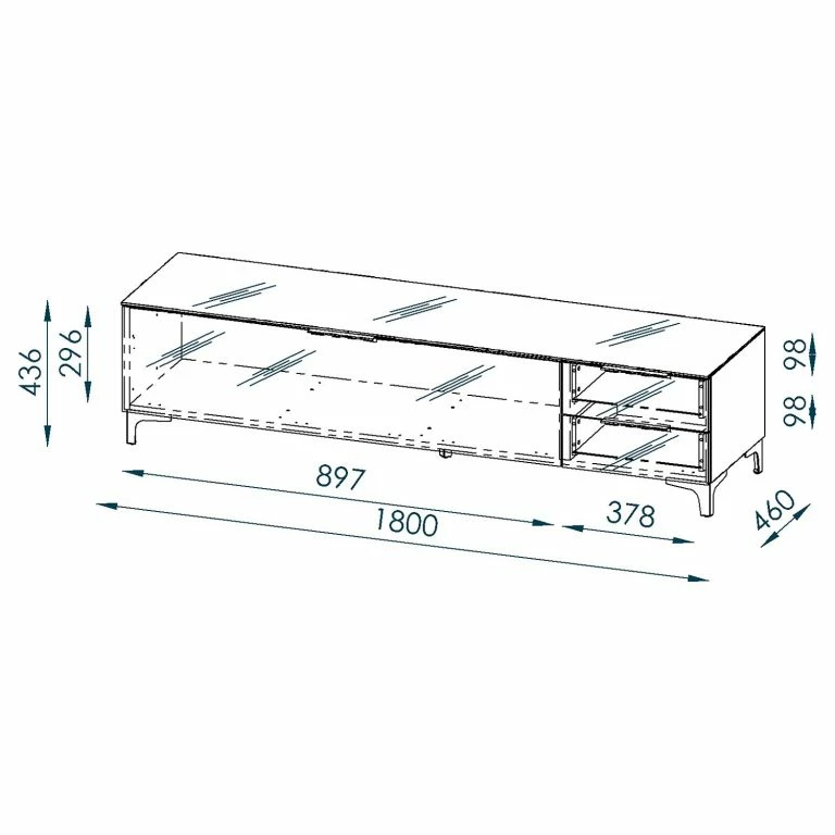 Loftscape Maja Möbel Meuble TV Shino IV – Verre Blanc / Imitation Chêne De Riviera