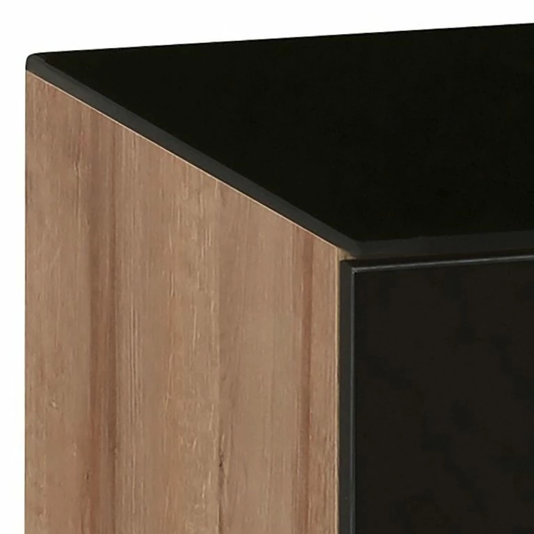 Loftscape Maja Möbel Meuble TV Shino IV – Verre Noir / Imitation Chêne De Riviera