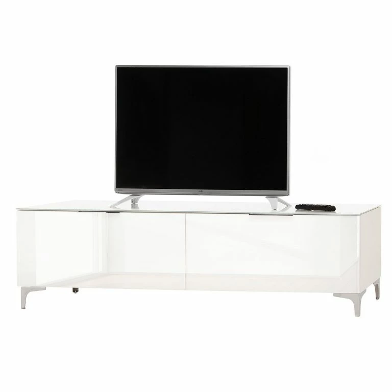 loftscape Maja Möbel Meuble TV Shino V – Verre blanc / Blanc