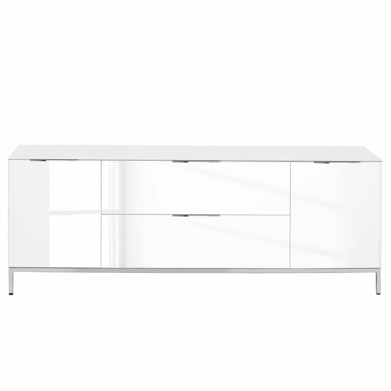 Loftscape Maja Möbel Meuble TV Trend – Verre – Blanc Brillant / Chrome