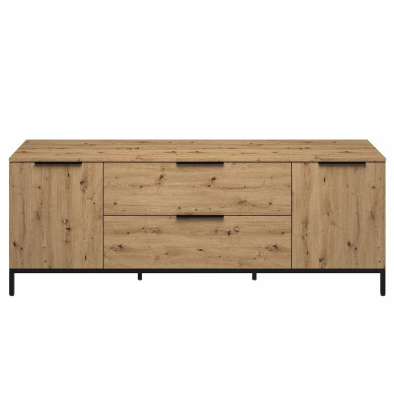 Loftscape Maja Möbel Meuble TV Trend Wood I – Imitation Chêne à Nœuds / Noir