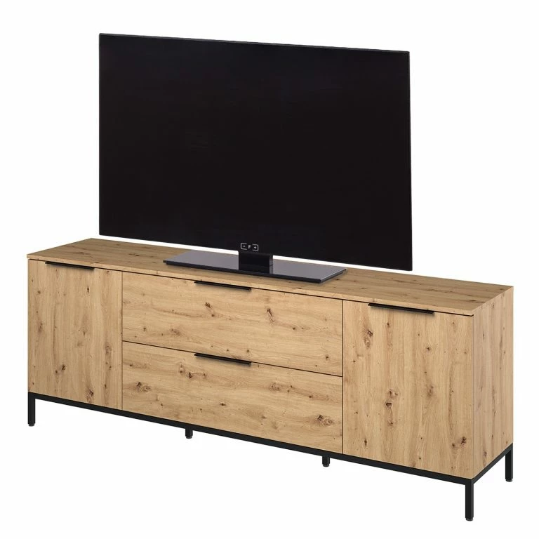 loftscape Maja Möbel Meuble TV Trend Wood I – Imitation chêne à nœuds / Noir