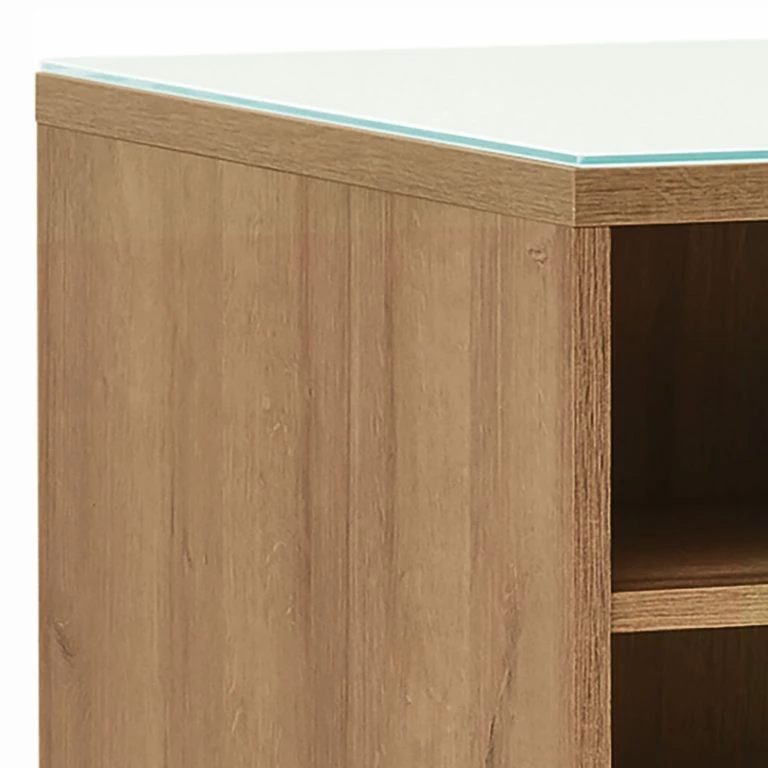 Loftscape Maja Möbel Table Basse Shino – Verre Blanc / Imitation Chêne De Riviera