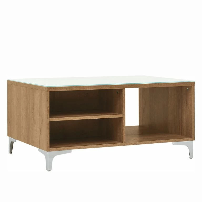 loftscape Maja Möbel Table basse Shino – Verre blanc / Imitation chêne de Riviera