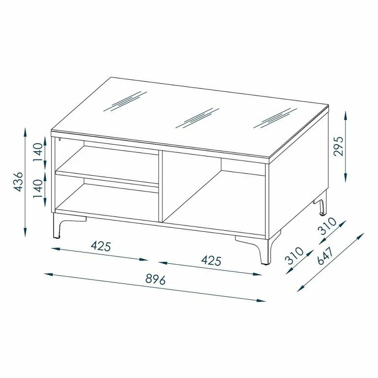 Loftscape Maja Möbel Table Basse Shino – Verre Noir / Noir