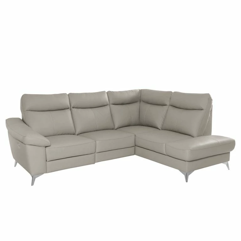 loftscape Modoform Canapé d’angle Nastola I – Imitation cuir – Cuir Mabel: Gris clair – Méridienne longue à droite (vue de face)