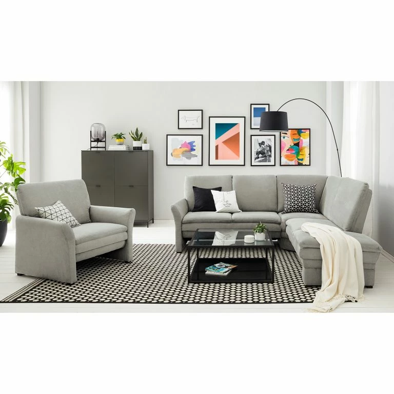 Loftscape Modoform Fauteuil Capoma II – Aspect Cuir Vieilli – Gris Clair – Largeur : 100 Cm