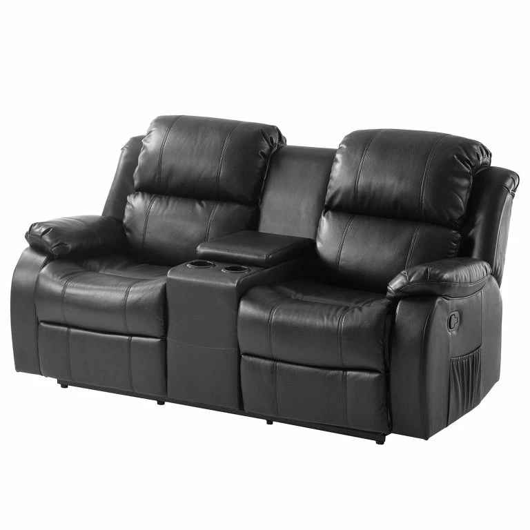 loftscape Modoform Fauteuil de cinéma Mendis (2 places) – Imitation cuir – Noir