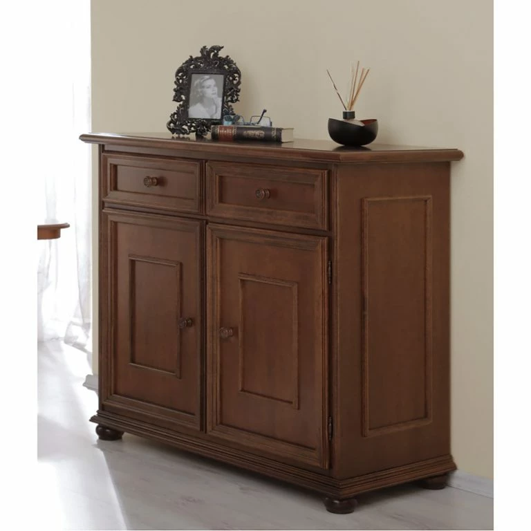 Loftscape Montreux Buffet Arabella II – Tulipier Partiellement Massif – Teinté Et Lasuré à L’ancienne