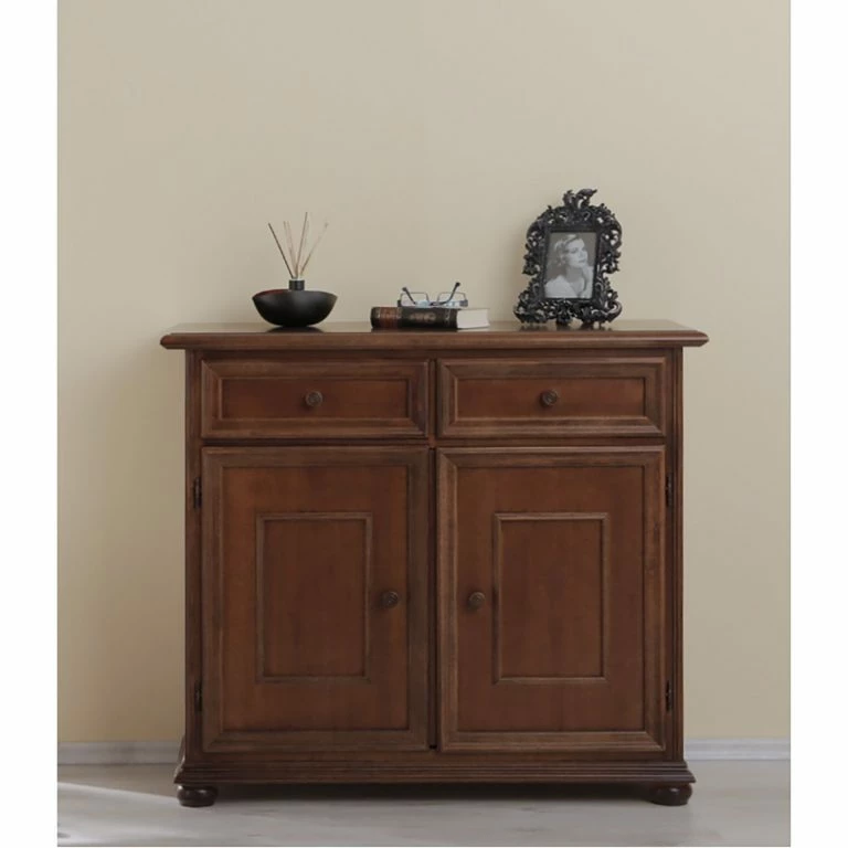 Loftscape Montreux Buffet Arabella II – Tulipier Partiellement Massif – Teinté Et Lasuré à L’ancienne