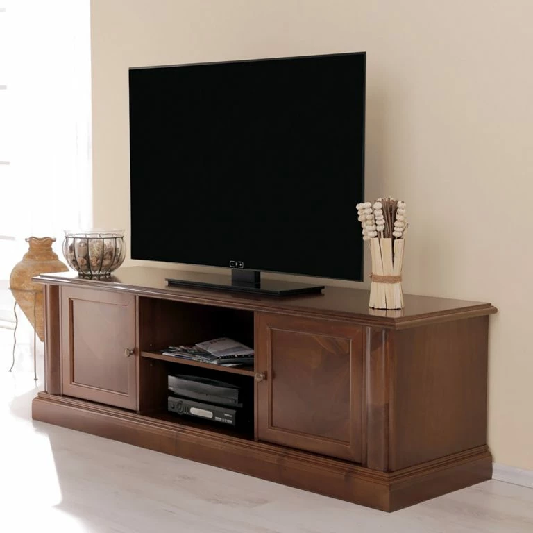 Loftscape Montreux Meuble TV Materro – Tulipier Partiellement Massif – Teinté Et Verni à L’ancienne