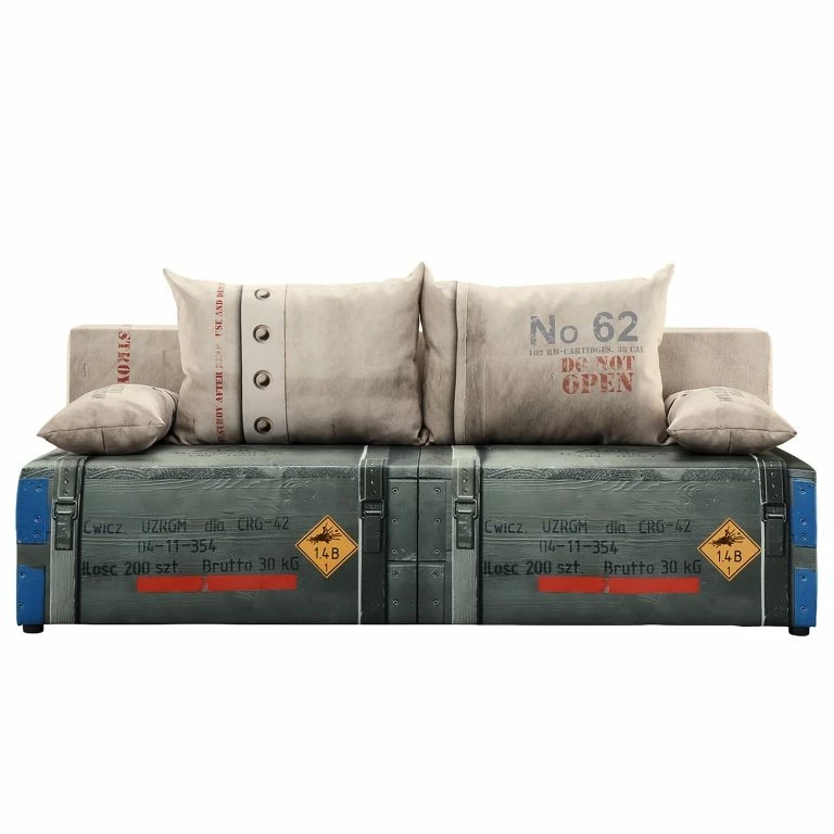 Loftscape Mooved Canapé Convertible Gabun – Tissage à Plat – Blanc Gris – Suspension à Ressorts Ondulés