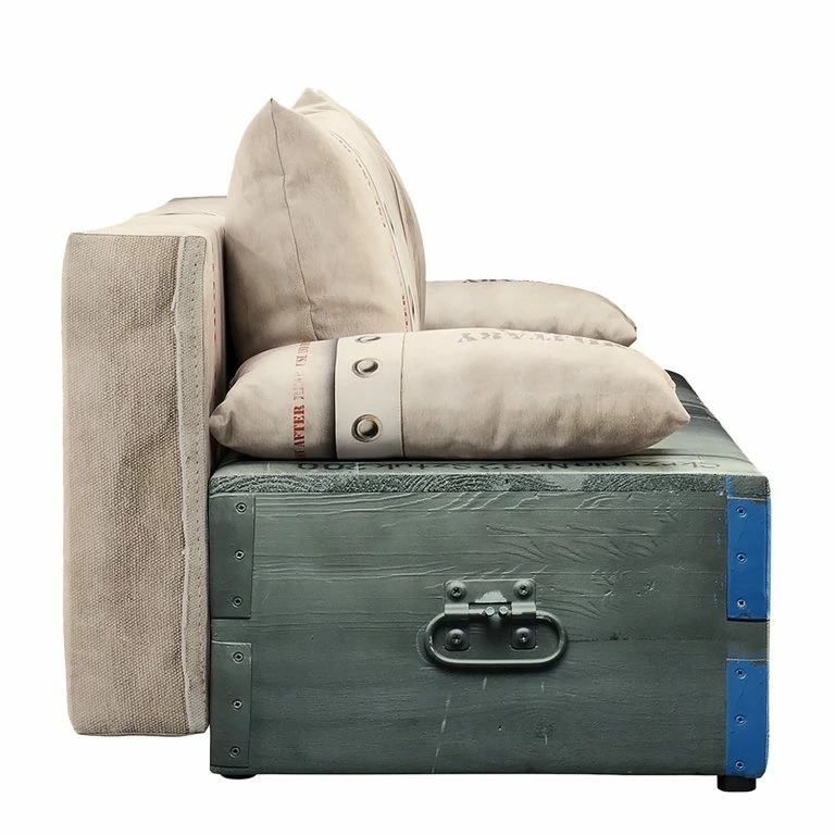 Loftscape Mooved Canapé Convertible Gabun – Tissage à Plat – Blanc Gris – Suspension à Ressorts Ondulés