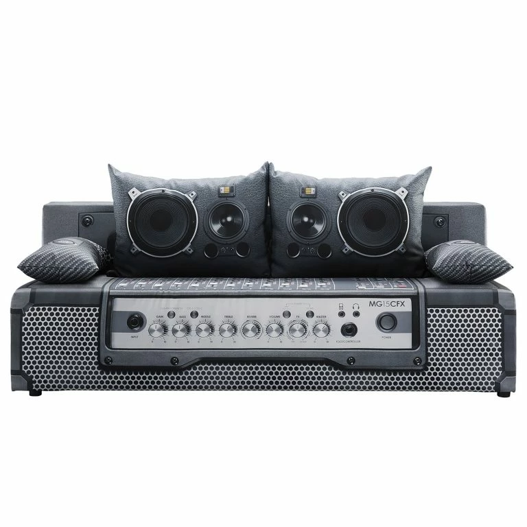 Loftscape Mooved Canapé Convertible Gabun – Tissage à Plat – Bleu / Argenté – Suspension à Ressorts Ondulés