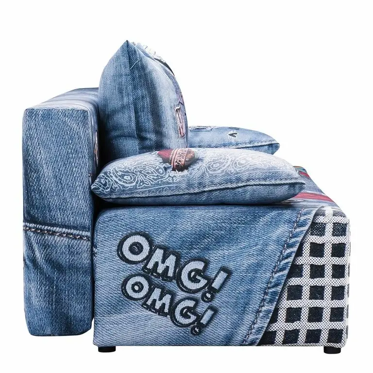 Loftscape Mooved Canapé Convertible Gabun – Tissage à Plat – Bleu / Rouge – Suspension à Ressorts Ondulés