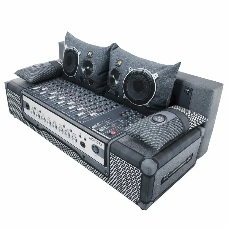 loftscape Mooved Canapé convertible Gabun – Tissage à plat – Bleu / Argenté – Suspension à ressorts ondulés