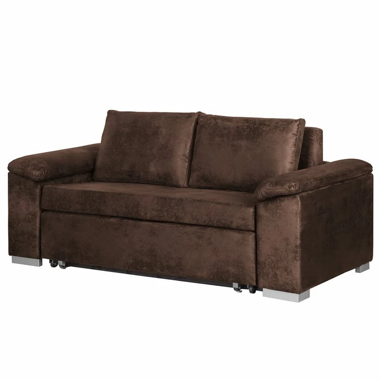 loftscape Mooved Canapé convertible Latina – Aspect cuir vieilli – Marron foncé – Largeur : 170 cm