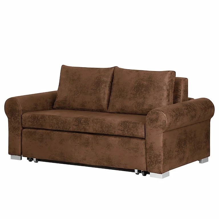 loftscape Mooved Canapé convertible Latina IV – Aspect cuir vieilli – Marron – Largeur : 205 cm