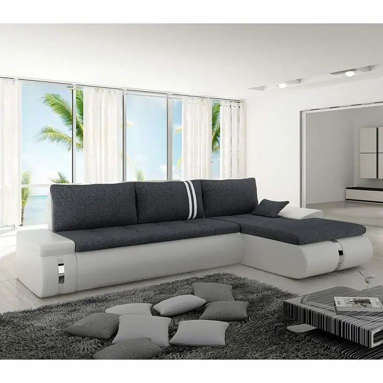 Loftscape Mooved Canapé D’angle Huelva (convertible) – Blanc / Gris – Méridienne Courte à Droite (vue De Face)