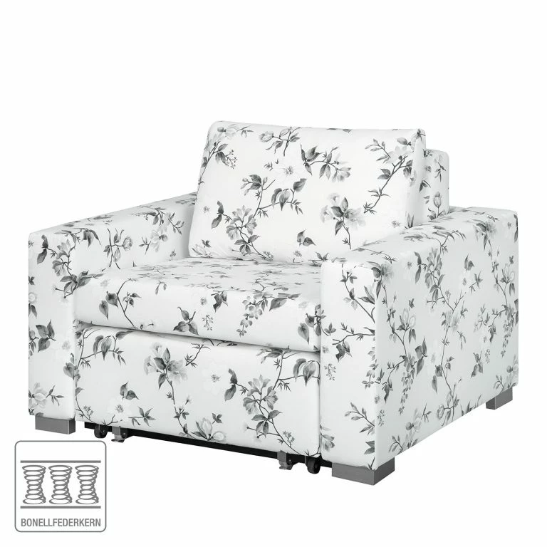 Loftscape Mooved Fauteuil Convertible Latina VII – Matière Tissée – Motif Floral – Blanc / Gris