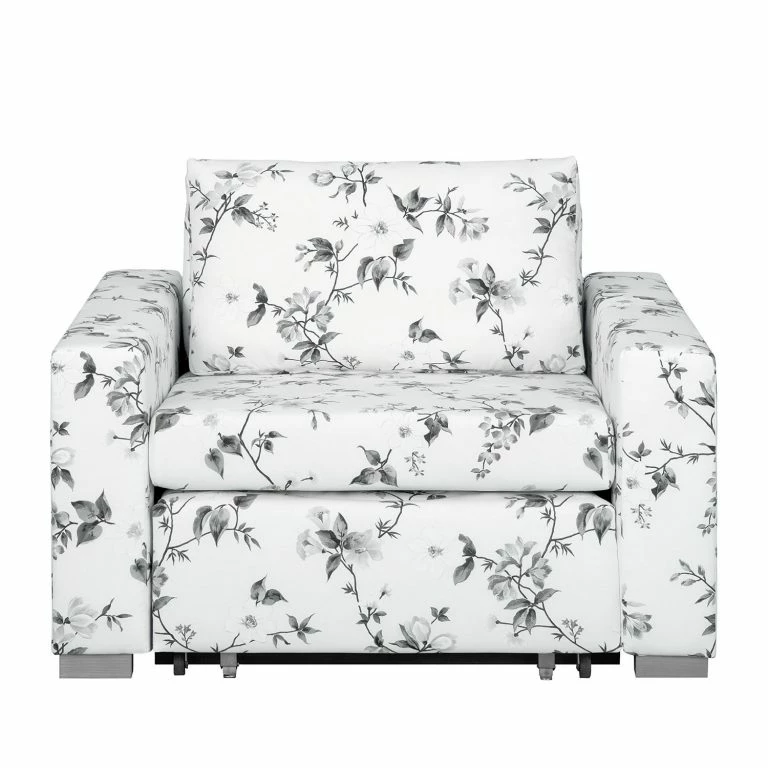 Loftscape Mooved Fauteuil Convertible Latina VII – Matière Tissée – Motif Floral – Blanc / Gris